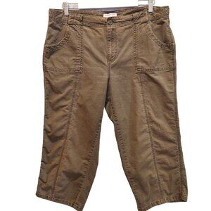 Coldwater Creek Capri Womens 16 Brown rip stop waist side tab Natural Fit Casual